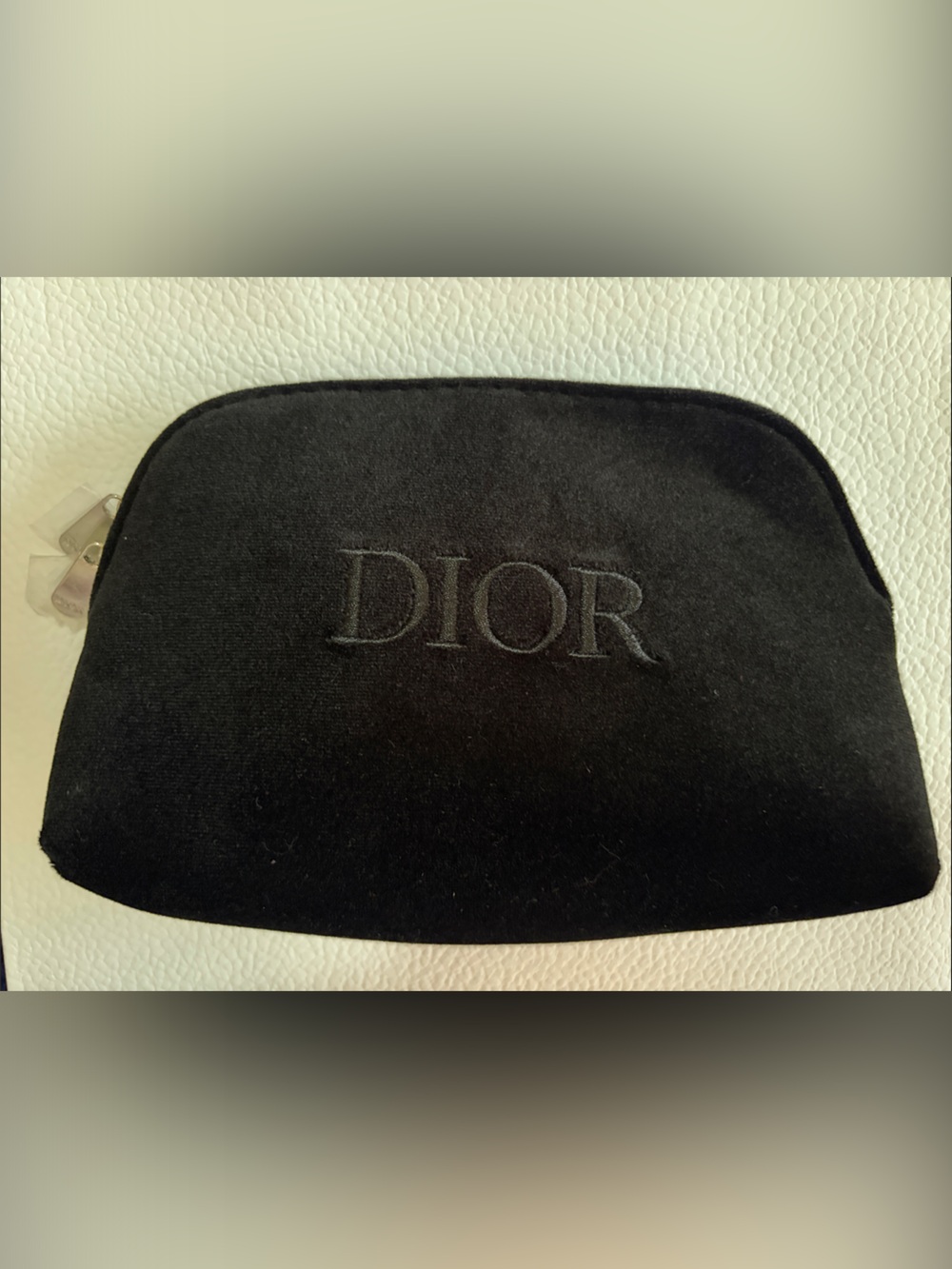 Dior Black Embroidered Velvet make up bag